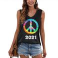 2021 Graduation Class Year Tie Dye Peace Sign Graduate Shirt Women's V-Neck Tank Top