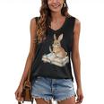 Cute Bunny Reading Book Glasses Bookworm Women's V-Neck Tank Top
