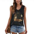 Cute Cat Book Flowers Women's V-Neck Tank Top Cute Cat Book Flowers Women's V-Neck Tank Top