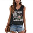 Cute Frog Support Your Local Library Librarian Book Lover Women's V-Neck Tank Top