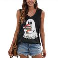 Cute Ghost Holding Books Bookish Christmas Women's V-Neck Tank Top