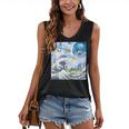 Frutiger Aero Aesthetic Tech Great Wave Of Kanagawa Fishes Women's V-Neck Tank Top