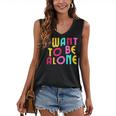 Introvert I Want To Be Alone Retro Wavy Women's V-Neck Tank Top Introvert I Want To Be Alone Retro Wavy Women's V-Neck Tank Top