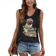 Pug Dog Reading Book Coffee Read Books Be Kind Stay Weird Women's V-Neck Tank Top