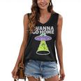 I Wanna Go Home Introvert UFO UAP Flying Saucer Trippy Alien Women's V-Neck Tank Top