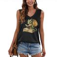 Women's Dragon Bookworm Reading Book Graphic Women's V-Neck Tank Top