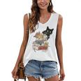 Cat And Books Flowers Reading Club Cat Lover Bookworm Women's V-Neck Tank Top