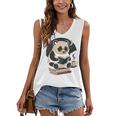 Cute Panda Reading Book Under Moon Bookworm Coffee Lover Women's V-Neck Tank Top