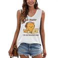 Go Away I'm Introverting Cozy Cat With Laptop And Coffee Women's V-Neck Tank Top Go Away I'm Introverting Cozy Cat With Laptop And Coffee Women's V-Neck Tank Top
