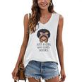 Just a Girl Who Loves Books Messy Bun Black Women Reading Women's V-Neck Tank Top