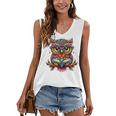Owl With Glasses And Book Reading Women's V-Neck Tank Top Owl With Glasses And Book Reading Women's V-Neck Tank Top