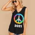 2021 Graduation Class Year Tie Dye Peace Sign Graduate Shirt Women's V-Neck Tank Top