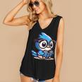 Adorable Book Lover Blue Jay With Reading Glasses Cute Women's V-Neck Tank Top
