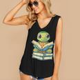 Adorable Turtle Reading Books Women's V-Neck Tank Top