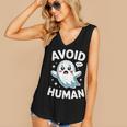 Avoid Humans Cute Kawaii Pastel Ghost Introvert Saying Women's V-Neck Tank Top Avoid Humans Cute Kawaii Pastel Ghost Introvert Saying Women's V-Neck Tank Top