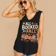 All Booked For Fall Pumpkin Books Thanksgiving Autumn Leaves Women's V-Neck Tank Top