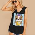 Bulldog Anime Pup Graduation Women's V-Neck Tank Top