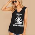 Caution Slippery When Reading Book Lover Women's V-Neck Tank Top