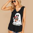 Cute Ghost Holding Books Bookish Christmas Women's V-Neck Tank Top