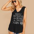 Easily Distracted By Knitting Books And Yarn Quote Reader Women's V-Neck Tank Top