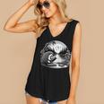 Hedgehog Reading Book Full Moon Lake Scenery Women's V-Neck Tank Top