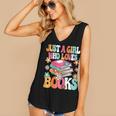 Just A Girl Who Loves Books Reading Cute Bookworm Girls Kids Women's V-Neck Tank Top