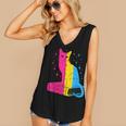 Pansexual Pride Celestial Cat Sitting Book LGBTQ Pan Colors Men Women Women's V-Neck Tank Top Pansexual Pride Celestial Cat Sitting Book LGBTQ Pan Colors Men Women Women's V-Neck Tank Top