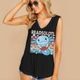 Readsolotl Blue Kawaii Axolotl Book Lover Reading Retro Women's V-Neck Tank Top