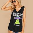 I Wanna Go Home Introvert UFO UAP Flying Saucer Trippy Alien Women's V-Neck Tank Top