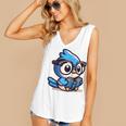 Adorable Book Lover Blue Jay With Reading Glasses Cute Raglan Baseball Tee Women's V-Neck Tank Top