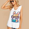 Adorable Book Lover Rabbit With Reading Glasses Cute Premium Women's V-Neck Tank Top