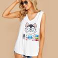 Book Lover Reading Husky Dog Women's V-Neck Tank Top