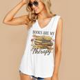 Books Are My Therapy Vintage Book Lover Daisy Art Women's V-Neck Tank Top