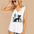 Cat Midcentury With Book And Coffee Atomic Age Mid Century Women's V-Neck Tank Top
