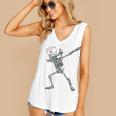 Dabbing Skeleton Nurse Halloween Graduation Women's V-Neck Tank Top