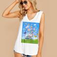 Frutiger Aero Aesthetic Tech Cherry Blossom Fishes Bubbles Raglan Baseball Tee Women's V-Neck Tank Top