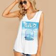 Frutiger Aero Aesthetic Tech Kawaii Milk Underwater Fishes Women's V-Neck Tank Top
