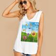 Frutiger Aero Aesthetic Tech Scenery Fishes Sunflower Raglan Baseball Tee Women's V-Neck Tank Top