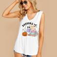 Ghost Reading Halloween Women Teacher Book Lover Women's V-Neck Tank Top