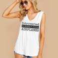 Introverted But Willing To Discuss Airplanes Aviation Women's V-Neck Tank Top
