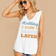 Knitting Now Minimal Socializing Introvert Vintage Women's V-Neck Tank Top Knitting Now Minimal Socializing Introvert Vintage Women's V-Neck Tank Top