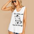 Life Is Better With Books Cats And Coffee Shirt Women's V-Neck Tank Top