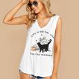 Life Is Better With Tea Cats And Books Cat Sayings Women's V-Neck Tank Top
