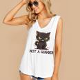 Not A Hugger Tee Angry Cat Sarcastic Cute Introvert Women's V-Neck Tank Top