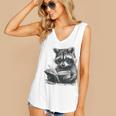 Raccoon With Book Cute Raccoons Reading Books Women's V-Neck Tank Top