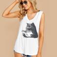 Reading Cat Cat Book Lover Women's V-Neck Tank Top