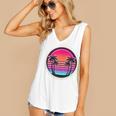 Retro 80s Synthwave Sunset & Palm Trees Retro Nostalgia 80s Women's V-Neck Tank Top