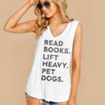 Retro Gym Book Lover Read Books Lift Heavy Pet Dogs Women's V-Neck Tank Top