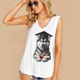 Siberian Husky Dog Graduation Cap Training School Graduate Men Women Kids Women's V-Neck Tank Top