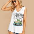 Unearth a Story Frog Reading a Book Summer 2026 Premium Tri-Blend Women's V-Neck Tank Top